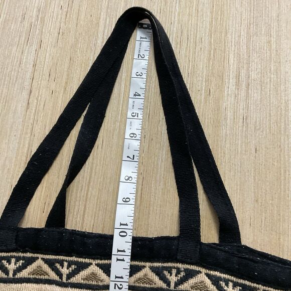 El Paso Saddle Blanket Bag Women's Black Cotton Stencil Purse Large Kokopelli - Picture 6 of 8